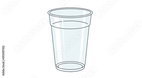 Simple transparent plastic cup illustration on white background