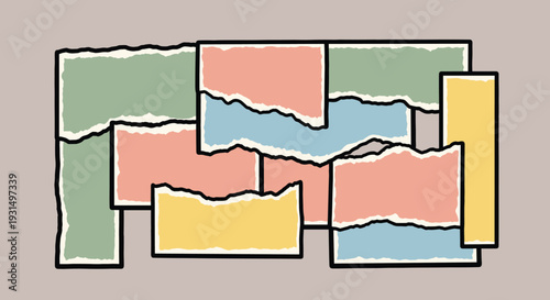 Colorful Irregular Shapes with Black Outline.