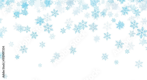 Blue snowflakes on white background with winter theme