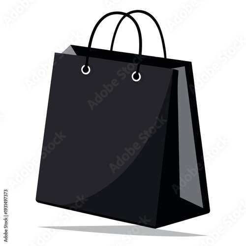 black shopping bag with handles, 3D vector illustration