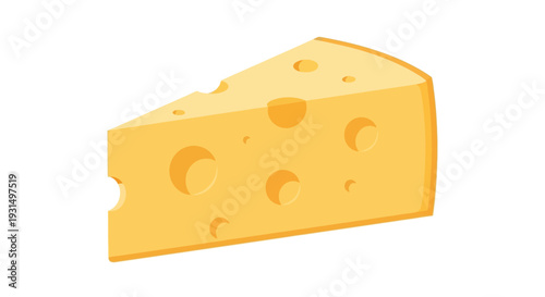 Vector illustration of a cheese wedge with holes on white background