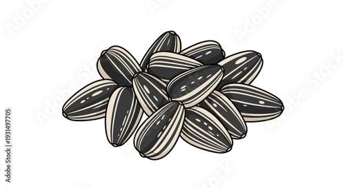 Illustration of Sunflower Seeds on White Background