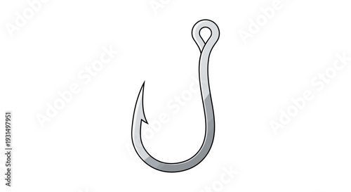 Illustration of a Single Fishing Hook on White Background