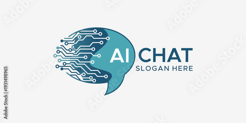 Innovative AI Chat Communication Logo with Circuit Board Pattern, Representing Intelligent Digital Dialogue and Advanced Technology Integration