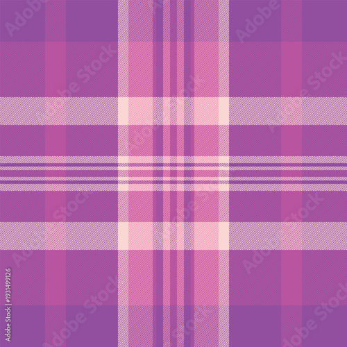 Classical plaid pattern background, fluffy textile seamless texture. Form check tartan vector fabric in purple and magenta colors.