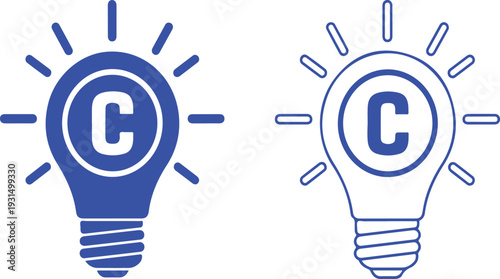 Creative light bulb ideas with letter C in modern design