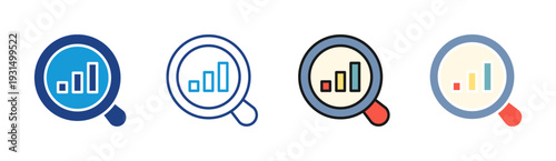 Search Analytics icon set multiple style collection