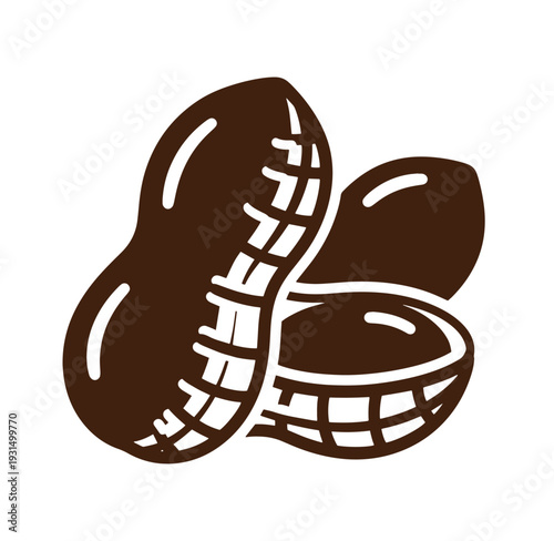 Brown peanuts illustration with shiny effect on white background  food icon