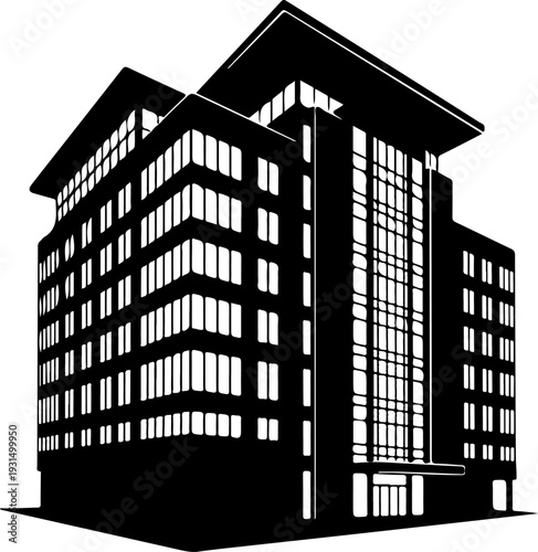 Office Bulding silhouette vector illustration