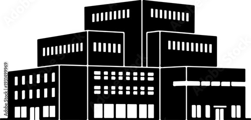 Office Bulding silhouette vector illustration
