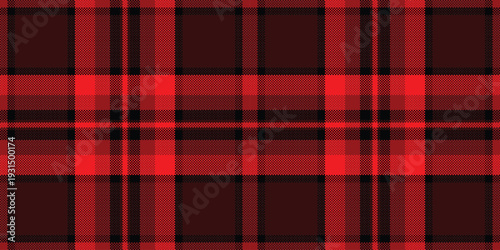 Industrial background check texture, loft pattern tartan seamless. 60s vector textile plaid fabric in red and dark colors.