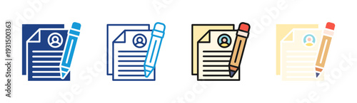 Content Writing icon set multiple style collection