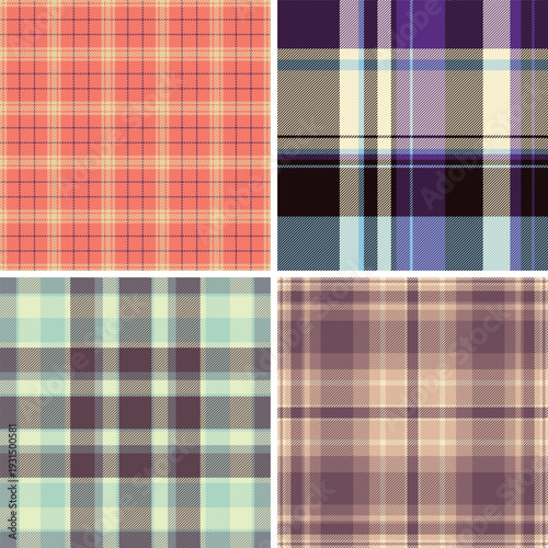 Seamless plaid pattern pack for bespoke tailoring and exclusive fashion. Perfect for small sewing businesses, scarves, jackets, and digital presentations.