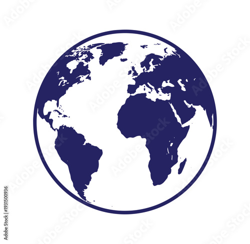 Illustration of globe with continents on white background