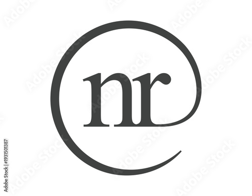 NR logo from two letter with circle shape email sign style. N and R round logotype of business company
