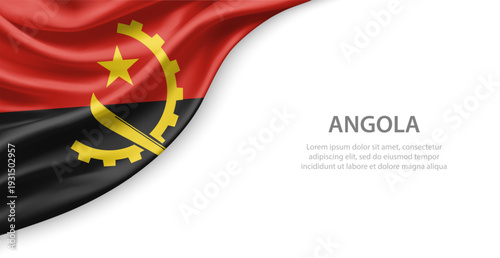 Angola Waving National Flag Template Background With Copy Space