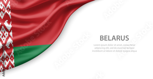 Belarus Waving National Flag Template Background With Copy Space