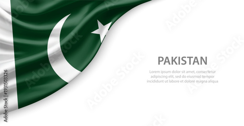 Pakistan Waving National Flag Template Background With Copy Space