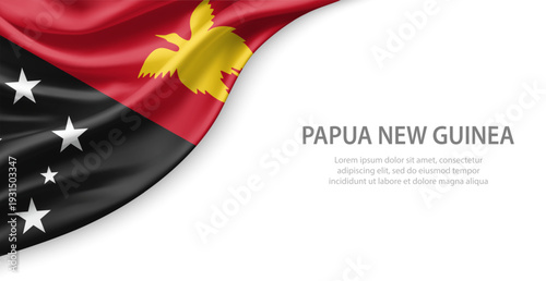 Papua New Guinea Waving National Flag Template Background With Copy Space