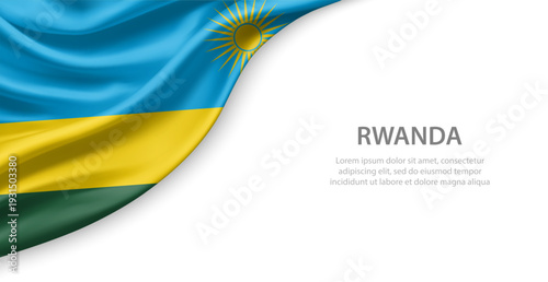 Rwanda Waving National Flag Template Background With Copy Space