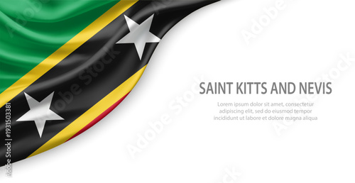 Saint Kitts and Nevis Waving National Flag Template Background With Copy Space