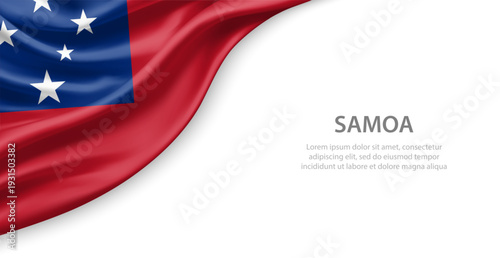 Samoa Waving National Flag Template Background With Copy Space