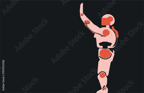 Red robot on black background