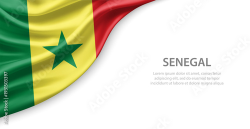 Senegal Waving National Flag Template Background With Copy Space