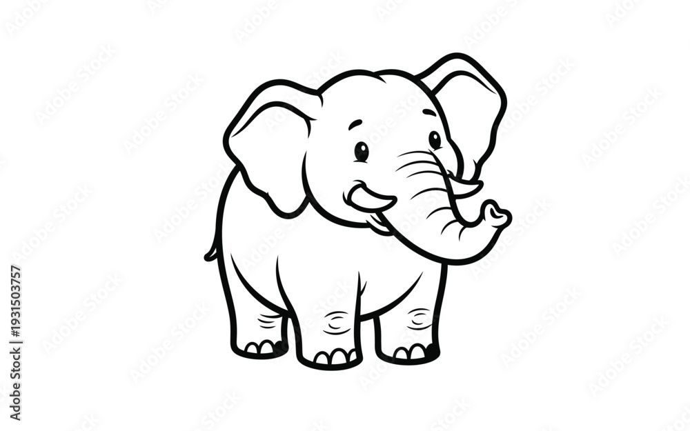 Fototapeta premium A cute cartoon elephant with a happy expression