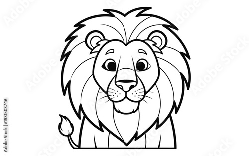 A cartoon lion with a big mane and a happy face