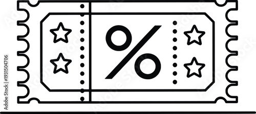 Illustration of a discount coupon ticket with percentage symbol