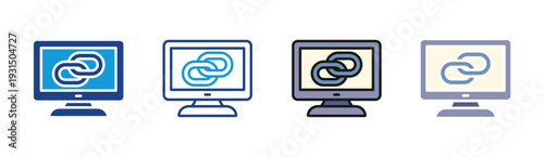 Link Monitor icon set multiple style collection