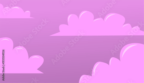 Fluffy pink clouds floating in a vibrant purple sky.