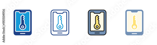 Access Key icon set multiple style collection