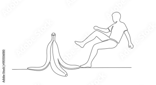 Man slipping on banana peel, illustration