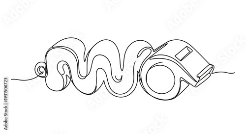 Continuous Line Drawing of Whistle and Word 'Game' - Sport Concept
