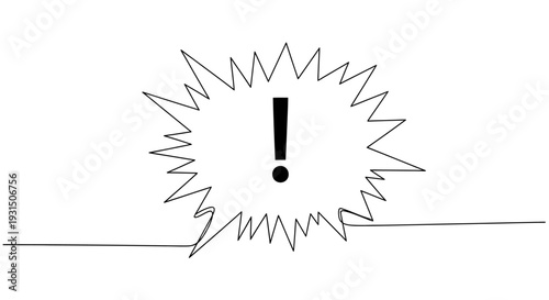 Exclamation Mark Warning Sign in Burst Shape