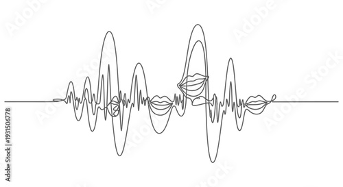 Abstract Sound Wave with Lips, Voice Recording Concept, Digital Audio