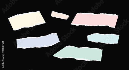 Pastel Colored Torn Paper Fragments.