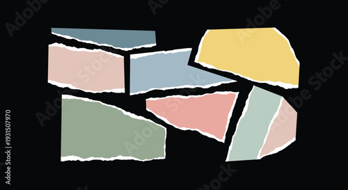 Colorful Broken Ceramic Pieces on Black.