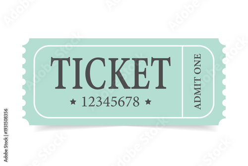 Retro-style ticket template. The blue ticket is isolated on a white background. Vector illustration. Ideal for event advertising, vintage design, entertainment themes, and access illustrations.