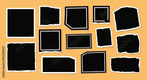Collection of Black Rectangular Shapes Outlines.