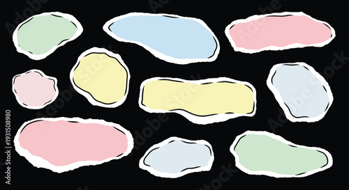 Colorful Irregular Shapes on Black Background.