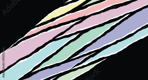 Pastel Colored Stripes with Black Outlines.