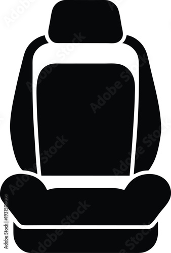 Car seat silhouette vector art illustration and minimal black and white design