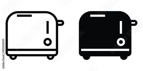 Modern Toaster Icon Set in Black and White Design for Kitchen Use