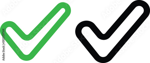 Green and black checkmark symbols on white background