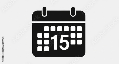 Calendar Icon Showing the Fifteenth Day of the Month.