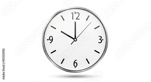 Close up of a white analog clock face showing ten past ten.