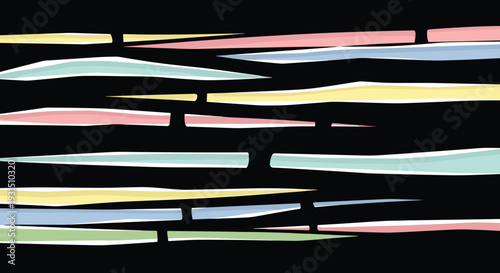 Multicolored Brush Strokes on Black Background.